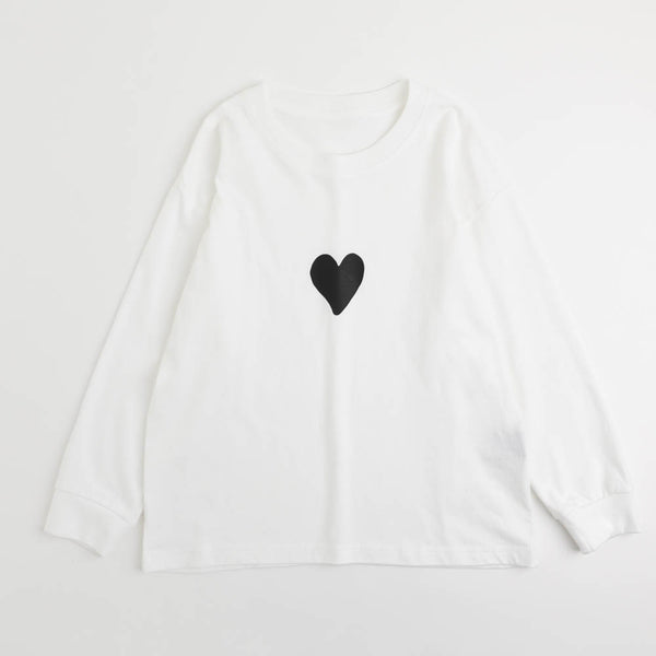 フロントワンポイントハートデザインロングTシャツ