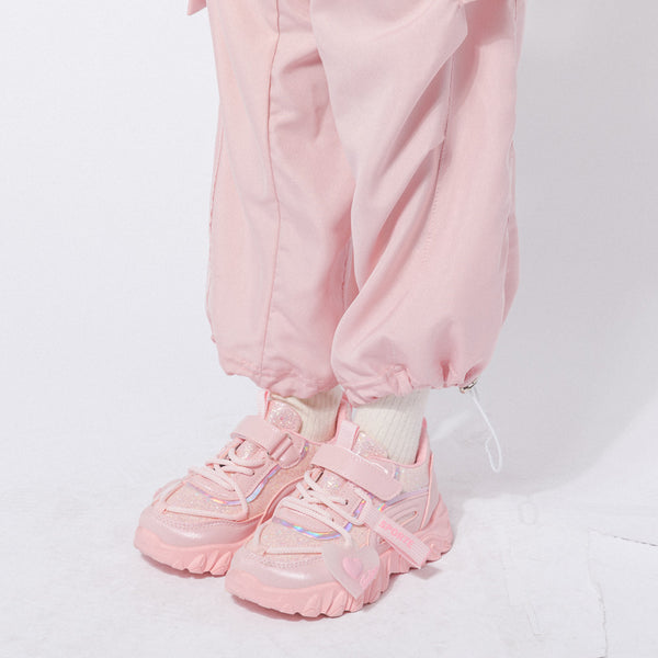 ラメロゴハートラバーデザインボリュームソールスニーカー