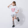 ハートロゴプリントデザインTシャツ