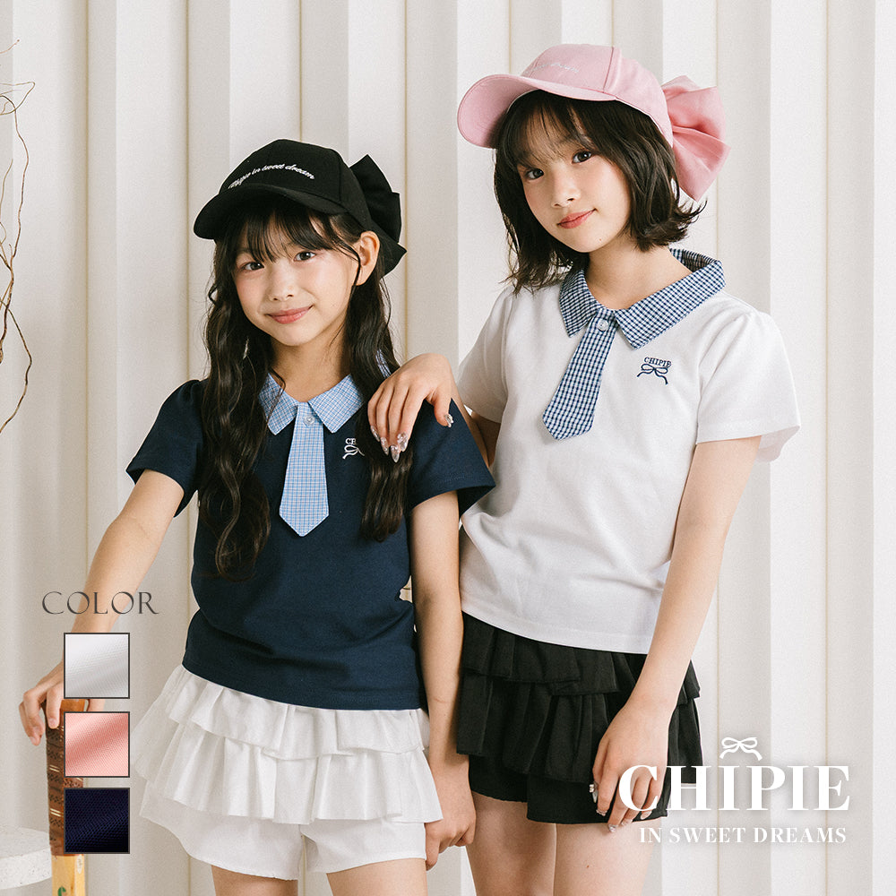 トモおまとめ　カネコイサオ　チェック柄とフリル付き半袖トップスセット CHIPIE/シピ】