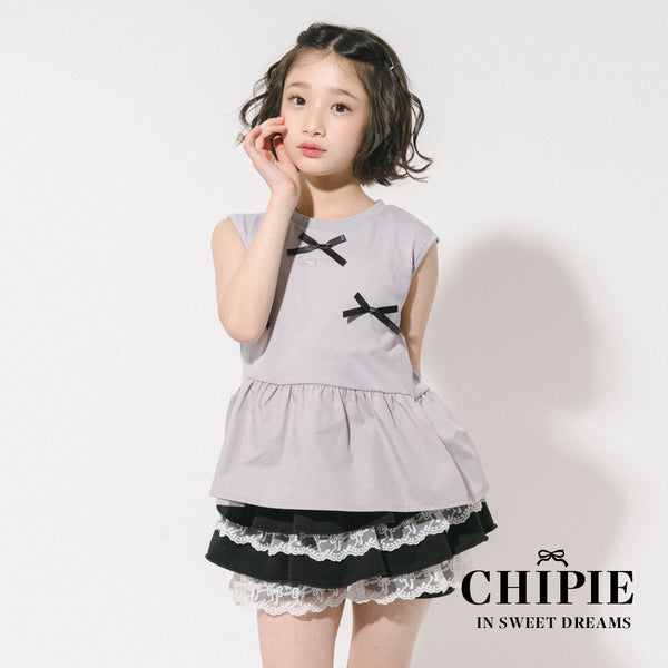 【CHIPIE/シピ】リボンデザイン切り替えペプラムトップス