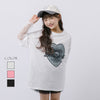 ハートレコードプリントチュールドッキングTシャツ