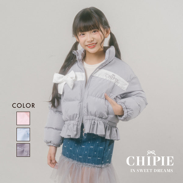 【CHIPIE】"軽ポカ"ビッグリボンショート中綿ジャケット