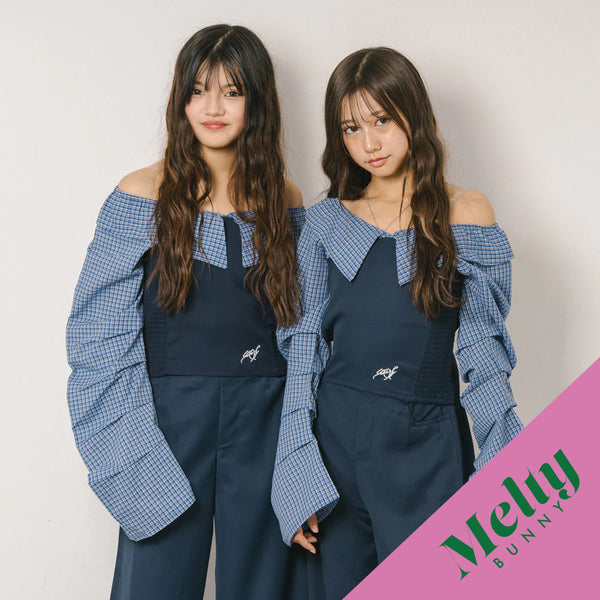 【2点セット】オープンショルダードッキングトップス＋ワイドパンツ