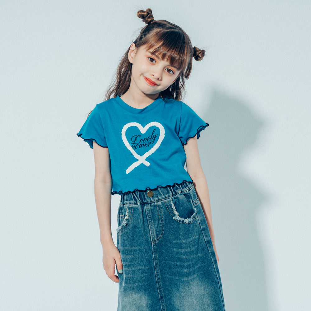 吸水速乾】配色メロウスプレーハートプリントTシャツ|子供服・キッズ