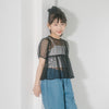【シュシュ付き】ハートドットシアーパフスリーブペプラムトップス