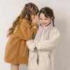 【HUGMEボア】（軽ふわ保温素材）おうちで洗える!ハートロゴ刺繍中綿キルティングMIXボアコート