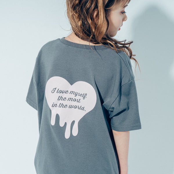 【吸水速乾】オーバーサイズハートロゴプリントTシャツ