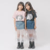 【CHIPIE/シピ】インナーパンツ付きリボンデニムドッキングフリルシアースカート