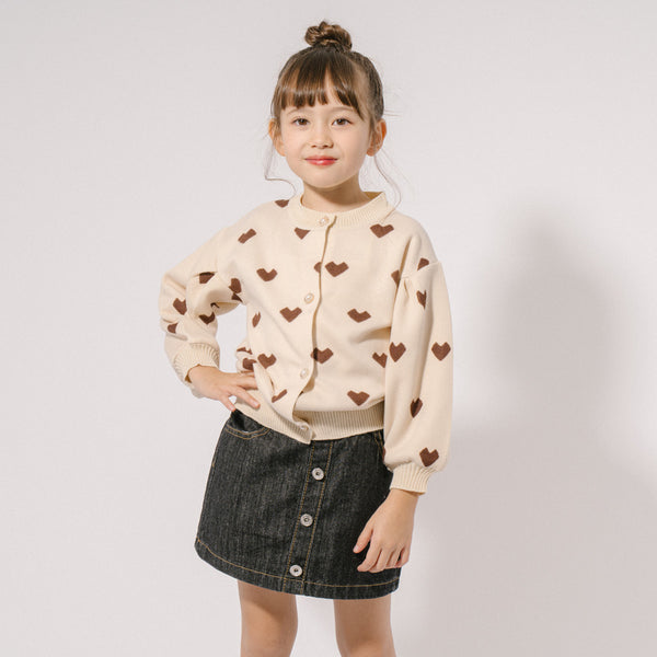 バイカラーパフスリーブニットカーディガン