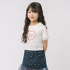 【綿100％/吸水速乾】レースフリルフレンチハートプリントクロップドTシャツ