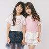 【綿100％/吸水速乾】レースフリルフレンチハートプリントクロップドTシャツ