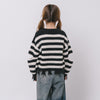【軽量なのに暖かい"かるポカ"素材】ボーダーリラックスカットデザインニット