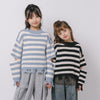 【軽量なのに暖かい"かるポカ"素材】ボーダーリラックスカットデザインニット