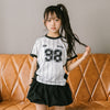 【U.TRACK/ユードットトラック】"感激サラメッシュ"ナンバーロゴストライプTシャツ