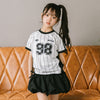 【U.TRACK/ユードットトラック】"感激サラメッシュ"ナンバーロゴストライプTシャツ