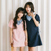 【CHIPIE/シピ】"サラ軽ポロ"チェックシャツドッキングサイドギャザーリボンワンピース