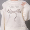 【CHIPIE/シピ】カットショルダーリボン刺繍ニット