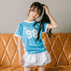 【U.TRACK/ユードットトラック】"感激サラメッシュ"ナンバーロゴストライプTシャツ