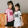 【U.TRACK/ユードットトラック】"感激サラメッシュ"ナンバーロゴストライプTシャツ