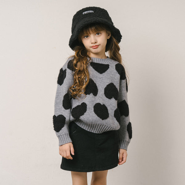 バイカラーハートデザインニット