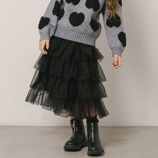 チュールティアードスカート