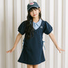 【CHIPIE/シピ】"サラ軽ポロ"チェックシャツドッキングサイドギャザーリボンワンピース