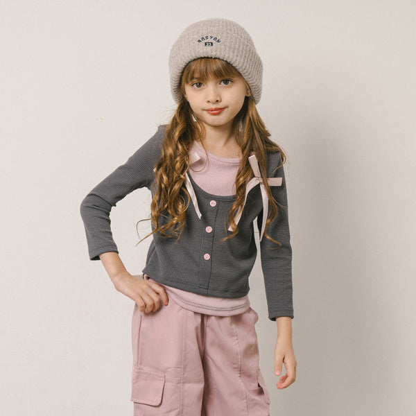 【2点セット】レイヤードライクリボントップス＋カーゴパンツ