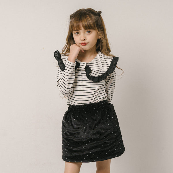 ビッグリボンカラーボーダーリブトップス