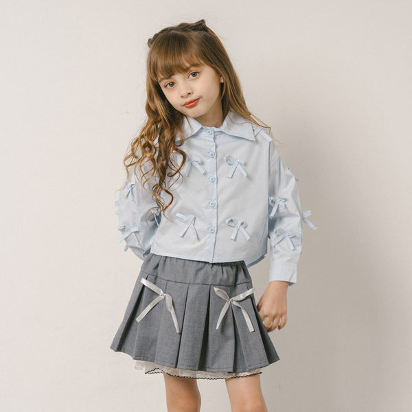 リボンデザインクロップドシャツ