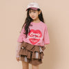 ハートレコードプリントチュールドッキングTシャツ