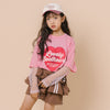 ハートレコードプリントチュールドッキングTシャツ