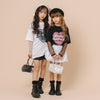 ハートレコードプリントチュールドッキングTシャツ