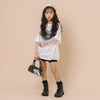 ハートレコードプリントチュールドッキングTシャツ