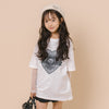 ハートレコードプリントチュールドッキングTシャツ