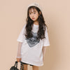 ハートレコードプリントチュールドッキングTシャツ