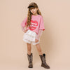 ハートレコードプリントチュールドッキングTシャツ
