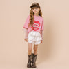 ハートレコードプリントチュールドッキングTシャツ