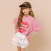 ハートレコードプリントチュールドッキングTシャツ