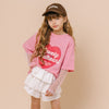 ハートレコードプリントチュールドッキングTシャツ