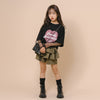 ハートレコードプリントチュールドッキングTシャツ