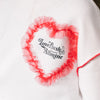 【ふわもち軽やか素材】チュールMIXハートロゴプリントクロップドトップス