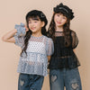 【シュシュ付き】ハートドットシアーパフスリーブペプラムトップス