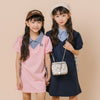 【CHIPIE/シピ】"サラ軽ポロ"チェックシャツドッキングサイドギャザーリボンワンピース