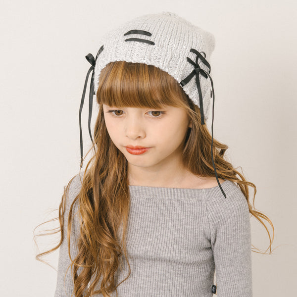 リボンデザインラメビーニー