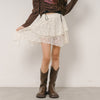 【140㎝-160㎝展開】インパン裏地付きで安心!くしゅっと揺れるアシメヘムレースミニスカート