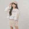 【CHIPIE/シピ】フロントロゴ刺繍ポルカドットバルーンペプラムトレーナー
