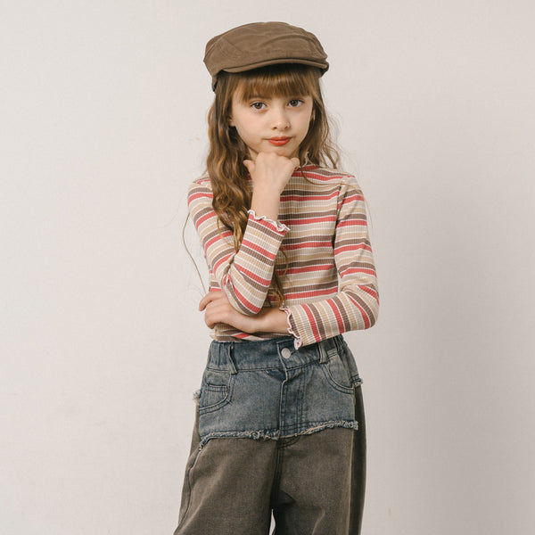 マルチボーダーリブメロウトップス