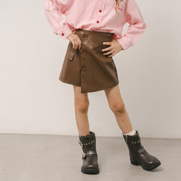 フェイクレザーアシンメトリーキュロット