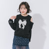 【CHIPIE/シピ】レースリボン刺繍カットショルダートレーナー